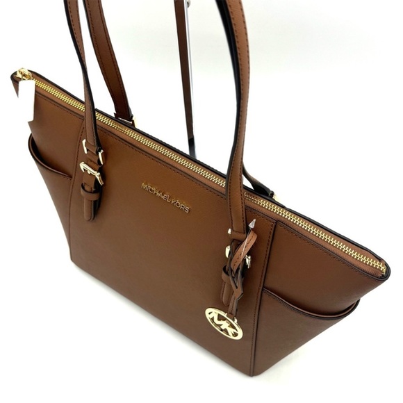 Michael Kors Large Charlotte TZ Tote Bag Luggage Brown - Picture 7 of 11